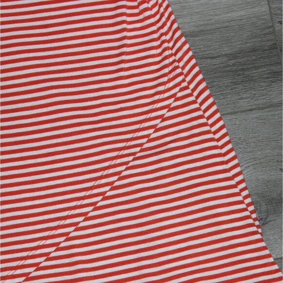 Christopher & Banks Striped, Soft, Short Sleeve Crossover Bottom Blouse-Orange-L - Picture 4 of 6
